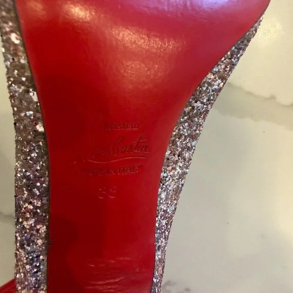 Christian Louboutin Authentic Pink Glitter Pointed Toe Pumps 38